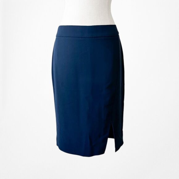 Vintage Y2K Navy Blue Knee Length Straight Pencil Bodycon Skirt W/ Slit Size S/M - Picture 3 of 7
